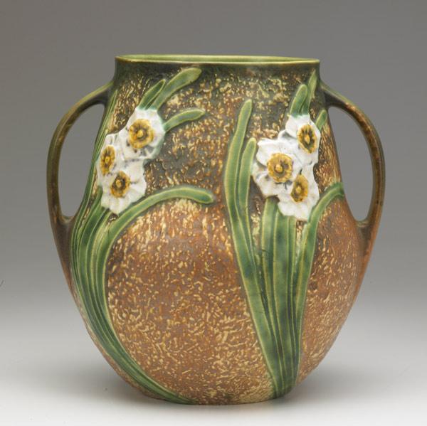 Appraisal: ROSEVILLE Large Jonquil vase Firing line and pinhead-size fleck to