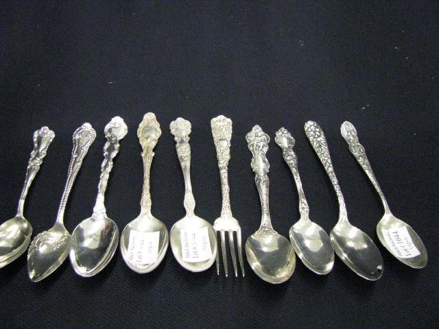 Appraisal: pcs Sterling Silver Flatware various spoons including souvenir and a