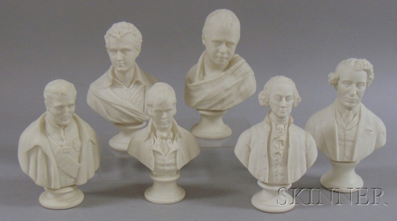 Appraisal: Six Small Parian Historical and Character Busts including Comte D'Orsay