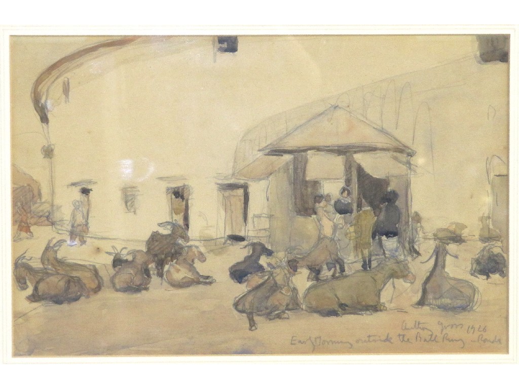 Appraisal: ANTHONY GROSS Wash over pencil 'Early morning outside the bullring