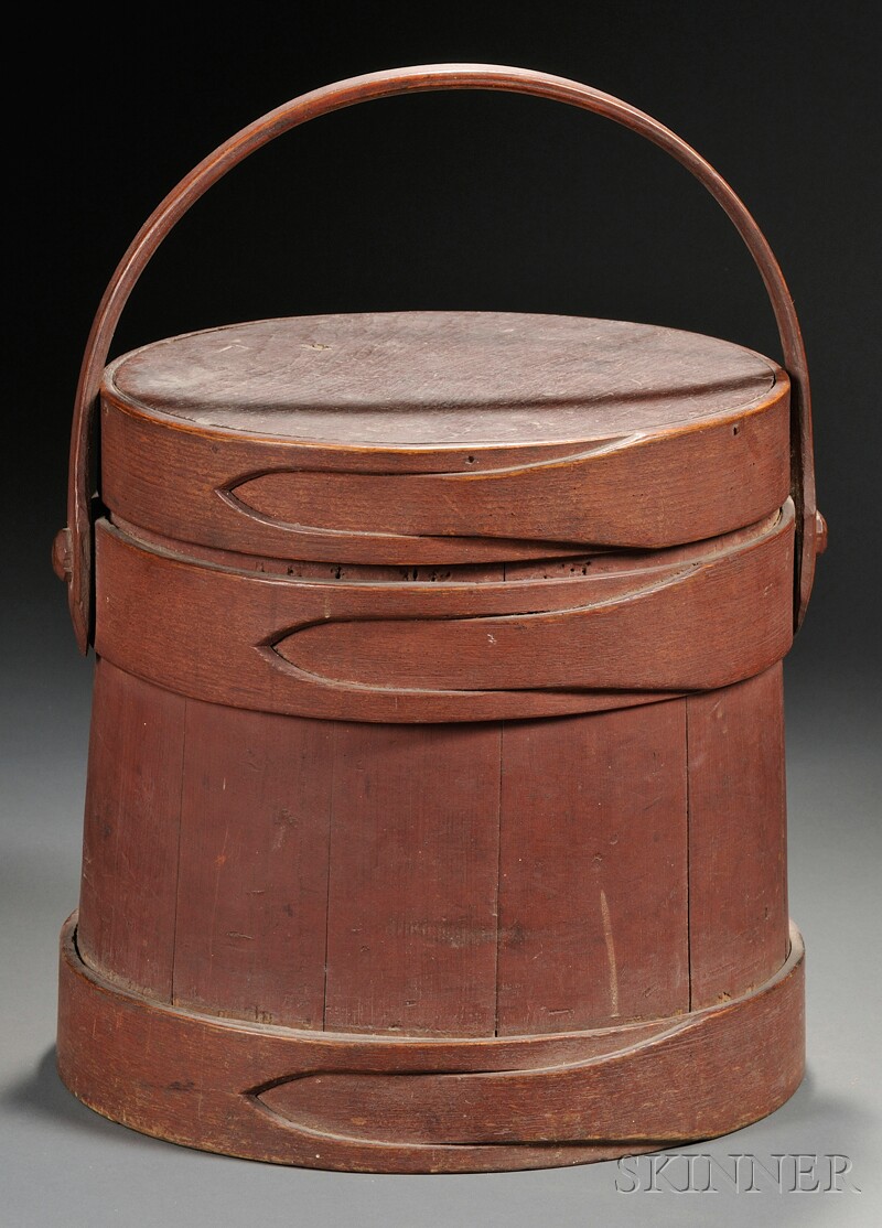 Appraisal: Red-painted Pine and Ash Firkin New England early th century