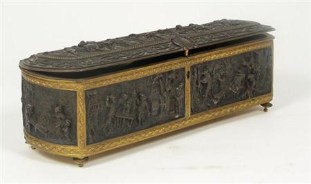 Appraisal: A th century French bronze and gilt metal casket of