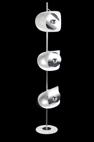 Appraisal: BREVETTATO Enameled metal and polished chrome floor lamp with three