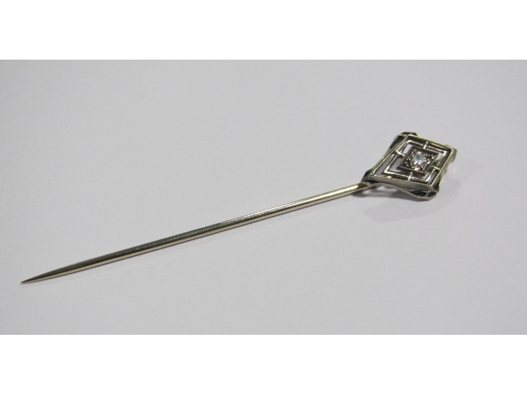 Appraisal: American Art Deco white gold diamond set stick pin