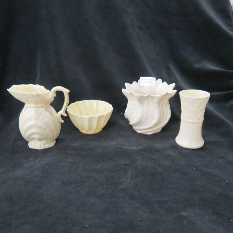 Appraisal: pcs Irish Belleek Porcelain vases creamer sugar black green mark