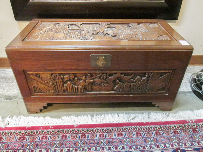 Appraisal: CHINESE EXPORT TEAK AND CAMPHOR BLANKET CHEST Hong Kong th