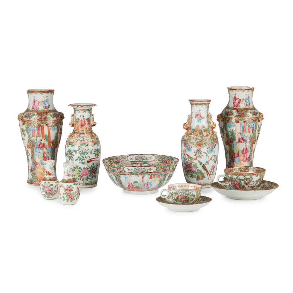 Appraisal: GROUP OF ELEVEN CANTON FAMILLE ROSE WARES QING DYNASTY TH