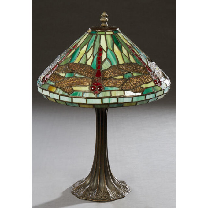 Appraisal: Tiffany Style Leaded Glass Lamp th st c the leaded