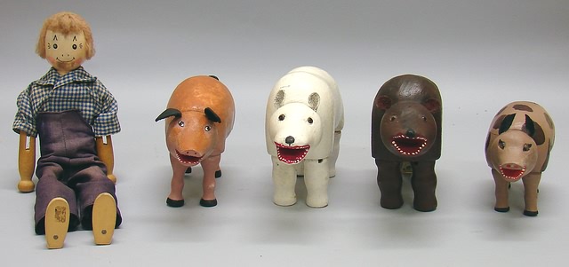 Appraisal: Schoenhut Lot of animals and Pinn male Polar bear has