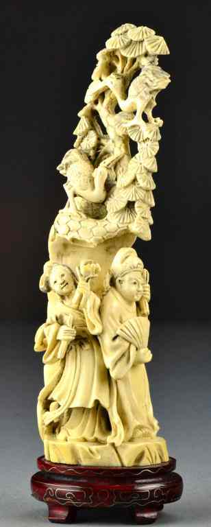 Appraisal: Chinese Carved Ivory MountainFinely carved to depict a man and