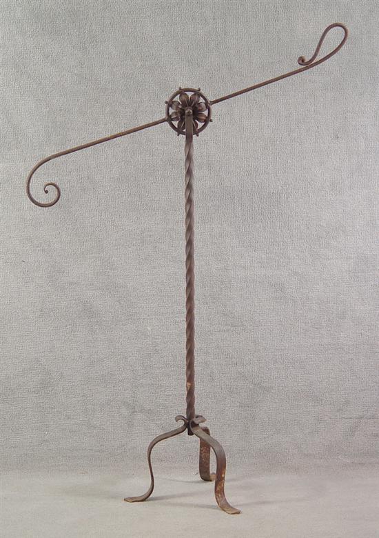 Appraisal: Wrought Iron Stand Circa Used for a lamp or birdcage