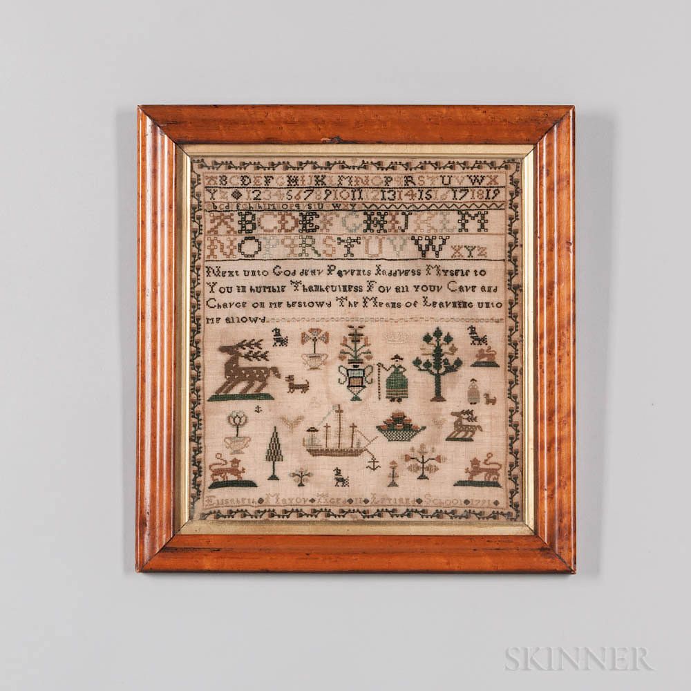 Appraisal: Dated Needlework Sampler Dated Needlework Sampler England by Elisabeth Mayor