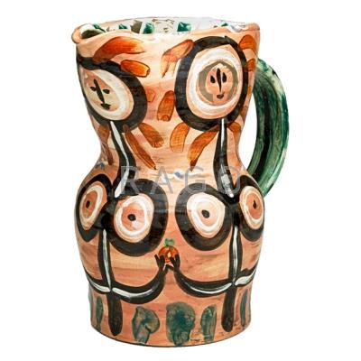 Appraisal: PABLO PICASSO - MADOURA Tall glazed earthenware pitcher Flower Women