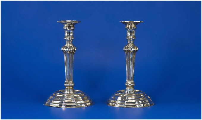 Appraisal: Pair of Russian Silver Candlesticks Maker's mark for Alexander Mitin