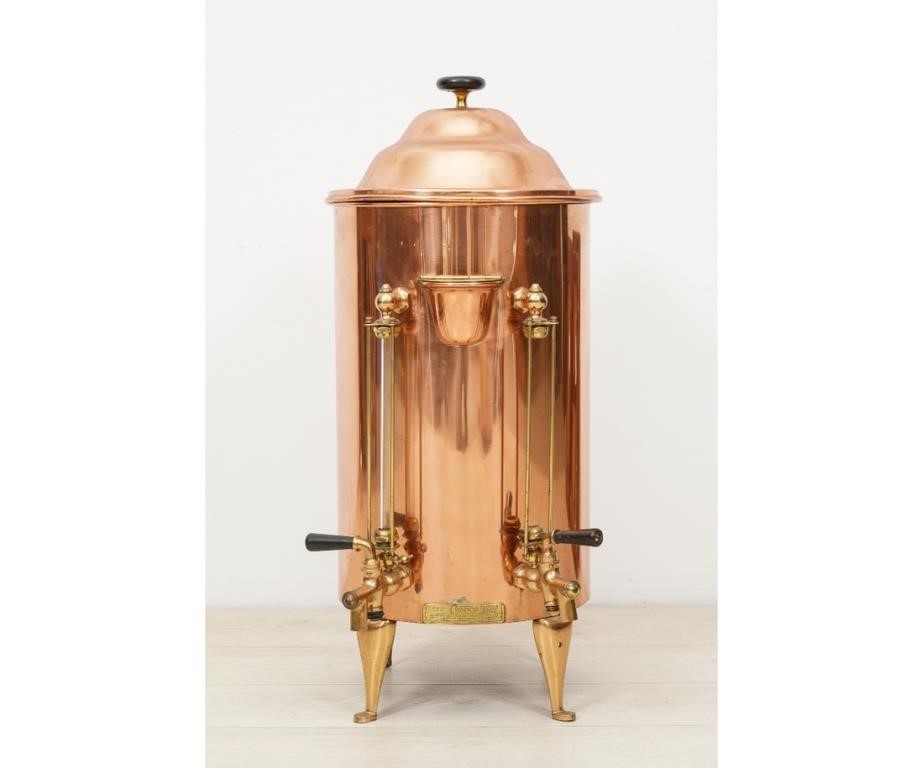 Appraisal: Polished copper coffee urn by Chamco with ceramic inserts h