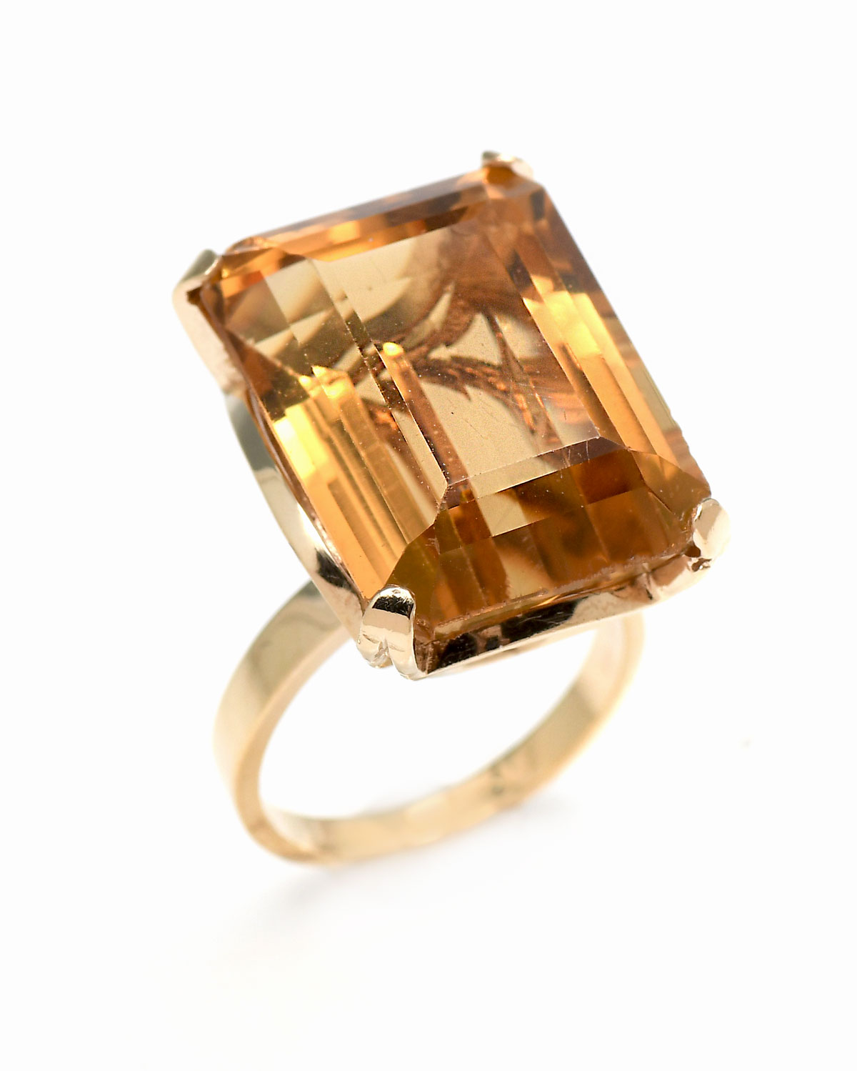 Appraisal: K CITRINE RING Huge rectangular emerald cut citrine approx CT