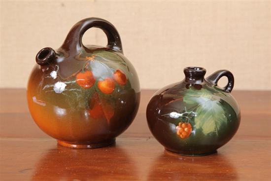 Appraisal: TWO PIECES OHIO ART POTTERY Small ball jug with cherry