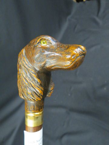 Appraisal: Figural Dog Head Walking Stick glass eyes