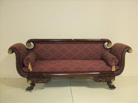 Appraisal: AMERICAN CLASSICAL GILT AND CARVED MAHOGANY SOFA Early th c