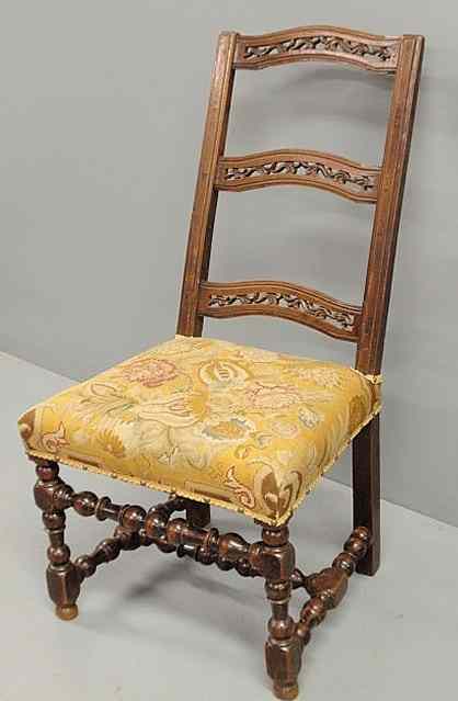 Appraisal: Early William Mary walnut side chair th c with three