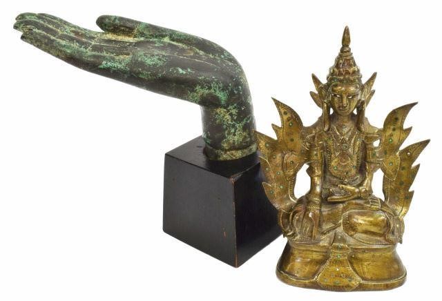 Appraisal: lot of Bronze Buddhist statues including hand of Buddha in