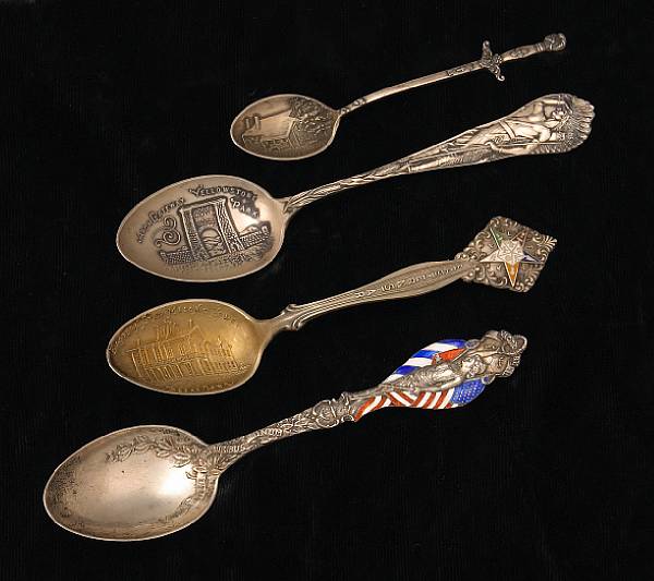 Appraisal: A group of sterling souvenir and commemorative spoons Comprising enameled