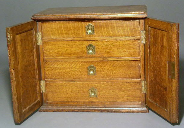 Appraisal: Four-drawer oak specimen cabinet c h x w x d