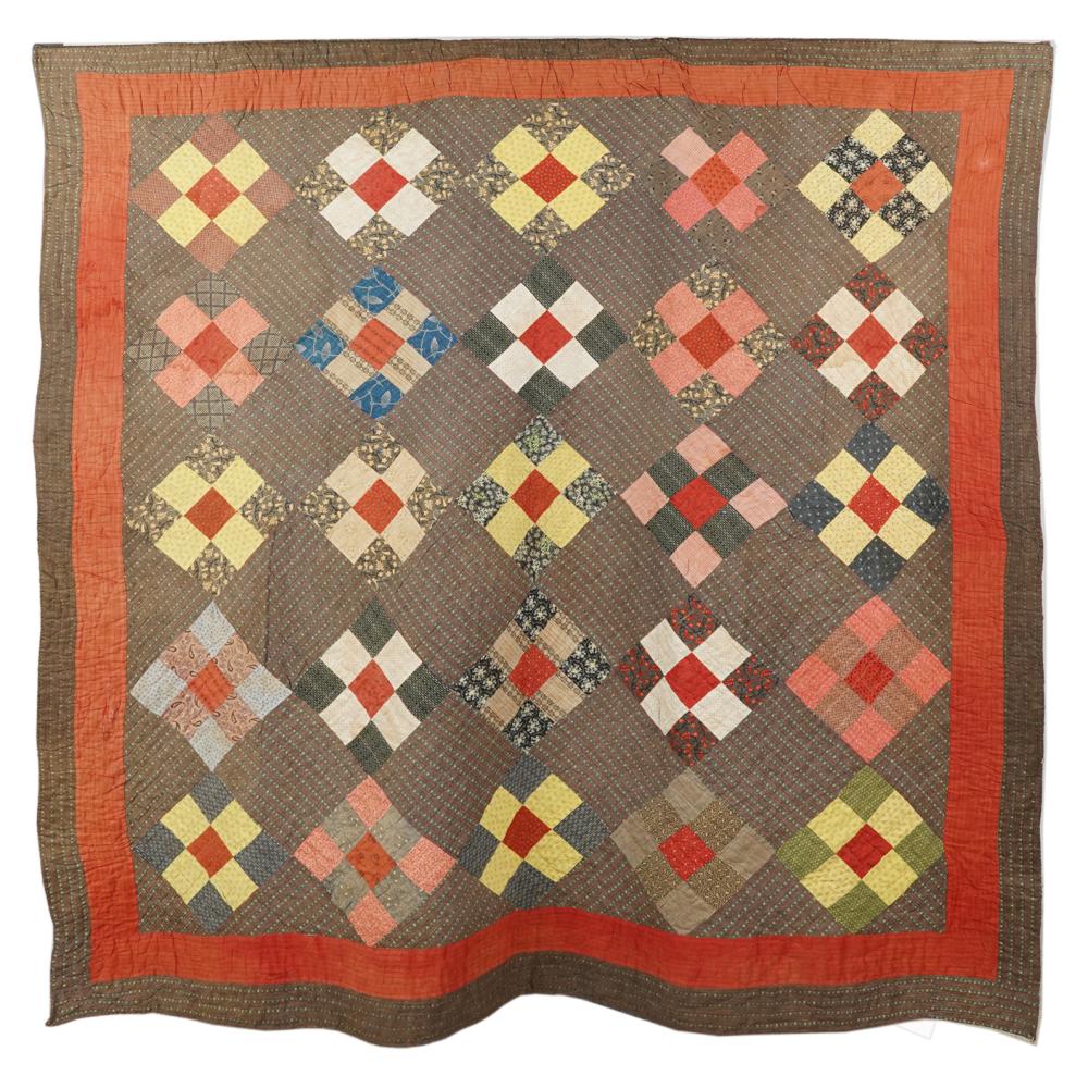 Appraisal: AMERICAN PATCHWORK QUILTlate th century the upper edge of back