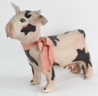 Appraisal: Stuffed canvas cow the standing figure is hand painted to