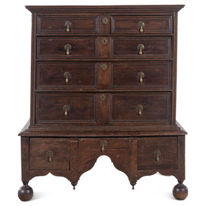 Appraisal: A William and Mary Oak Chest on Stand th Century