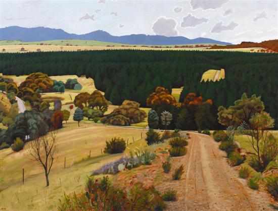 Appraisal: David Frazer born Country Road oil on canvas initialled and