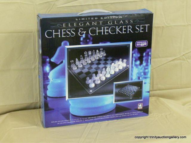 Appraisal: Elegant Glass Chess Checker Set - In Box - per