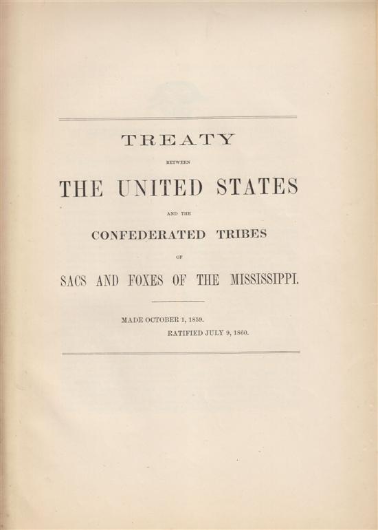 Appraisal: AMERICAN INDIANS Treaty between the United States and the Confederated