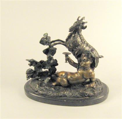 Appraisal: Bronze model of putti with goat after claude michel clodion