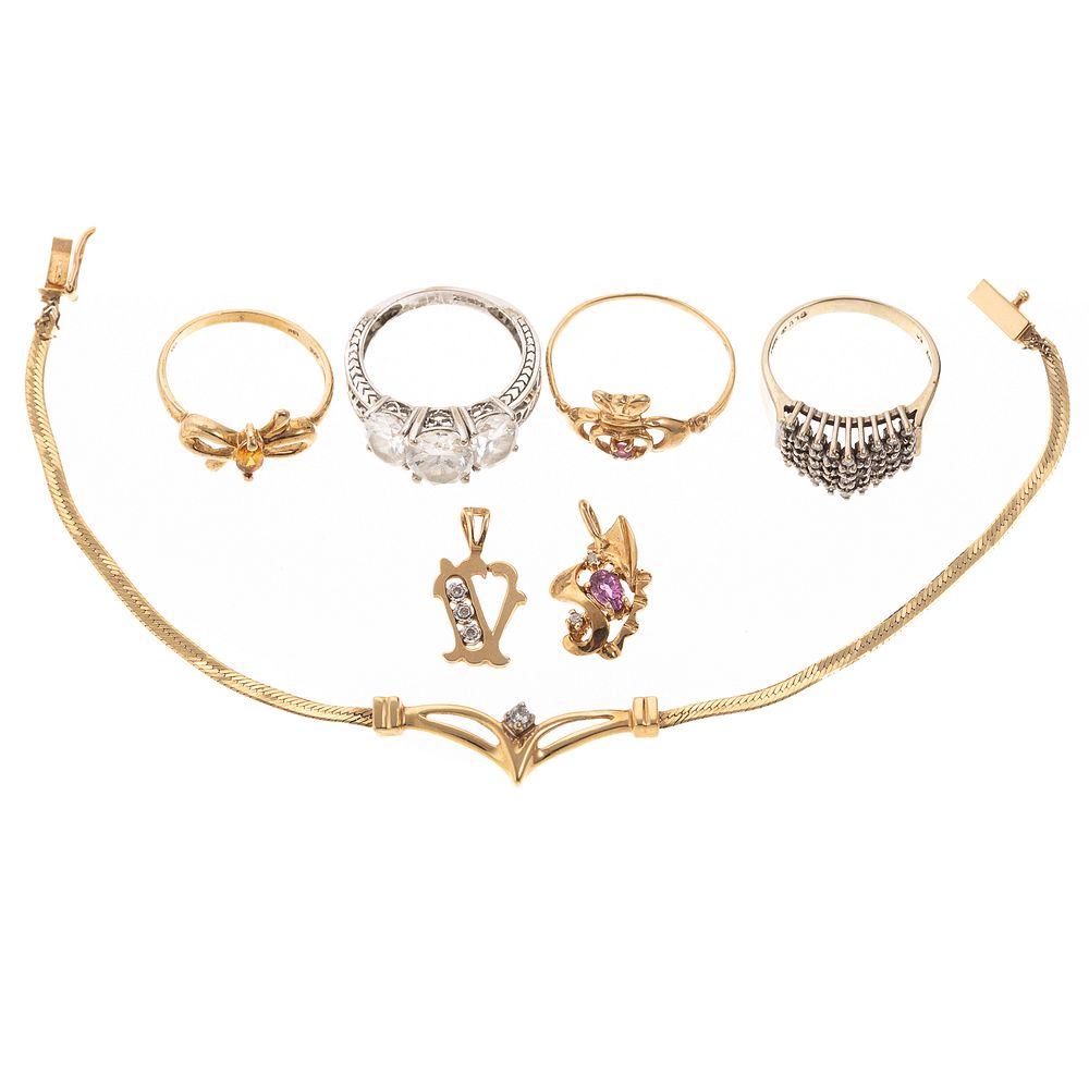 Appraisal: A Collection of K K Gold Jewelry three pieces of