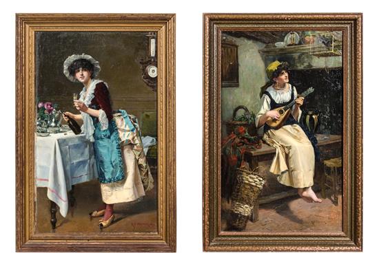 Appraisal: Sale Lot R V Meunier Late th Century Woman Playing