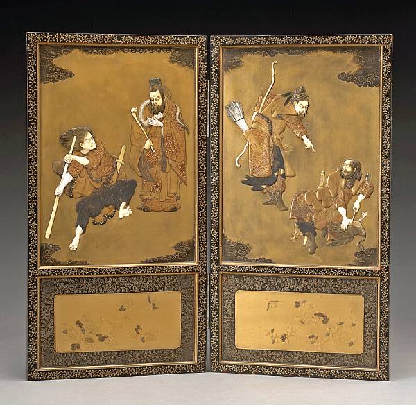 Appraisal: Japanese Lacquer Sculpture and Textiles Property from the Estate of