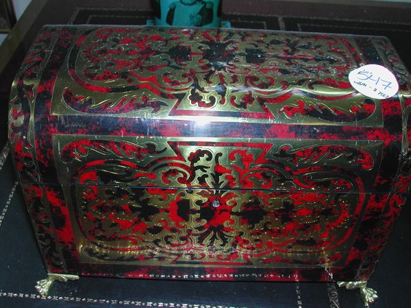 Appraisal: Large Gilt-Brass-Mounted Crimson Boulle Casket in the Napoleon III style