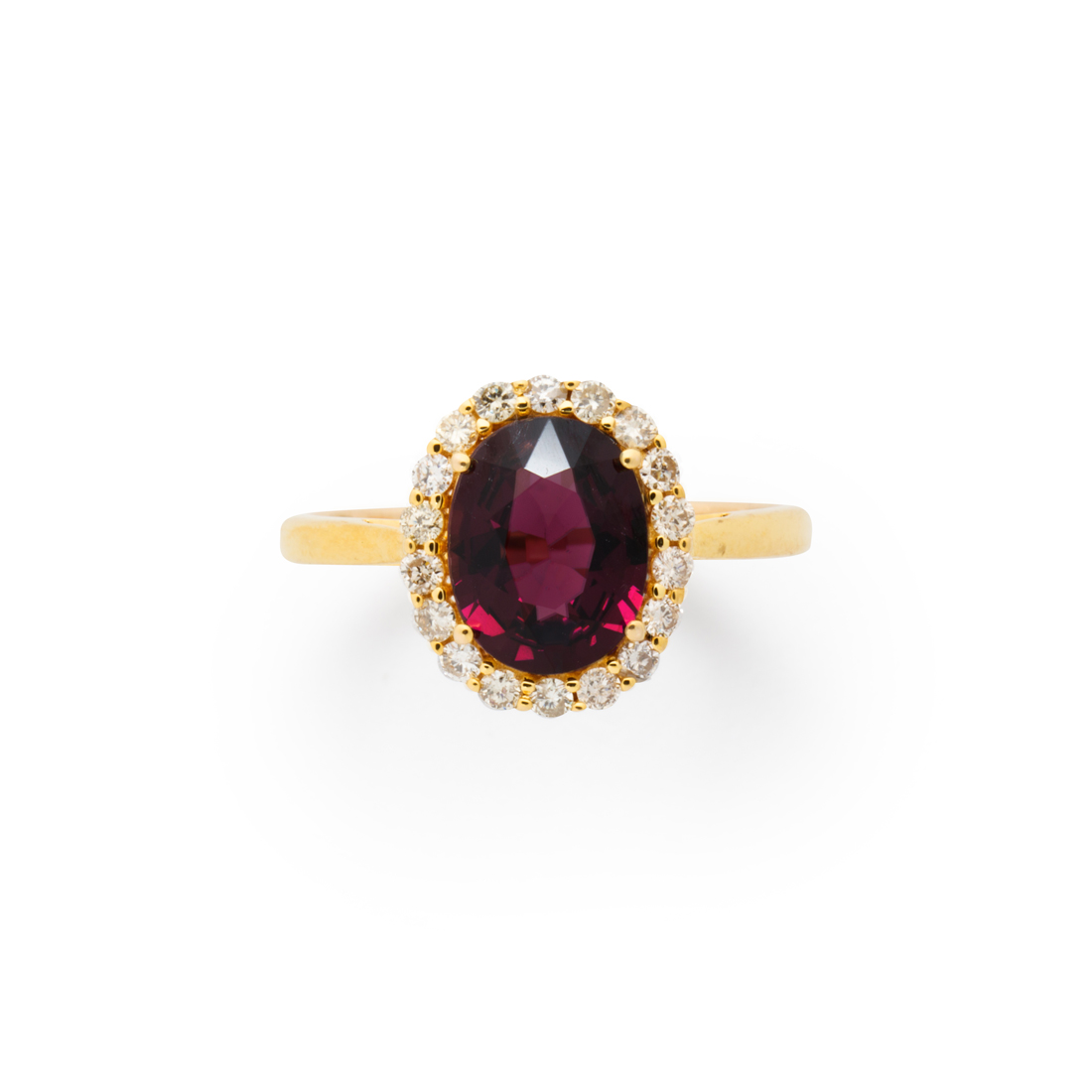 Appraisal: A RED SPINEL DIAMOND AND EIGHTEEN KARAT GOLD RING A