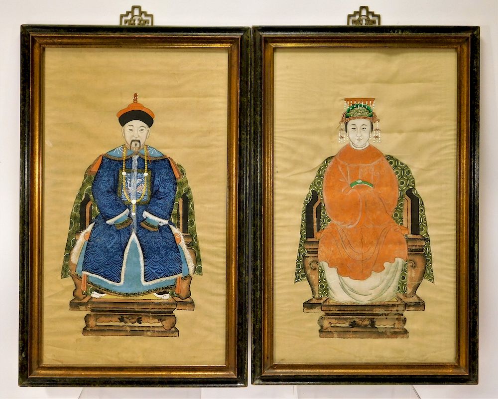 Appraisal: PR Chinese Ancestral Portrait Paintings PR Chinese Ancestral Portrait Paintings