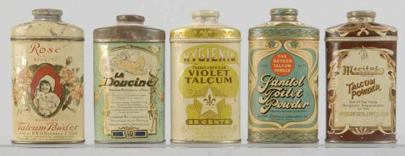 Appraisal: Lot of Various Talc Tins Description All with nice graphics