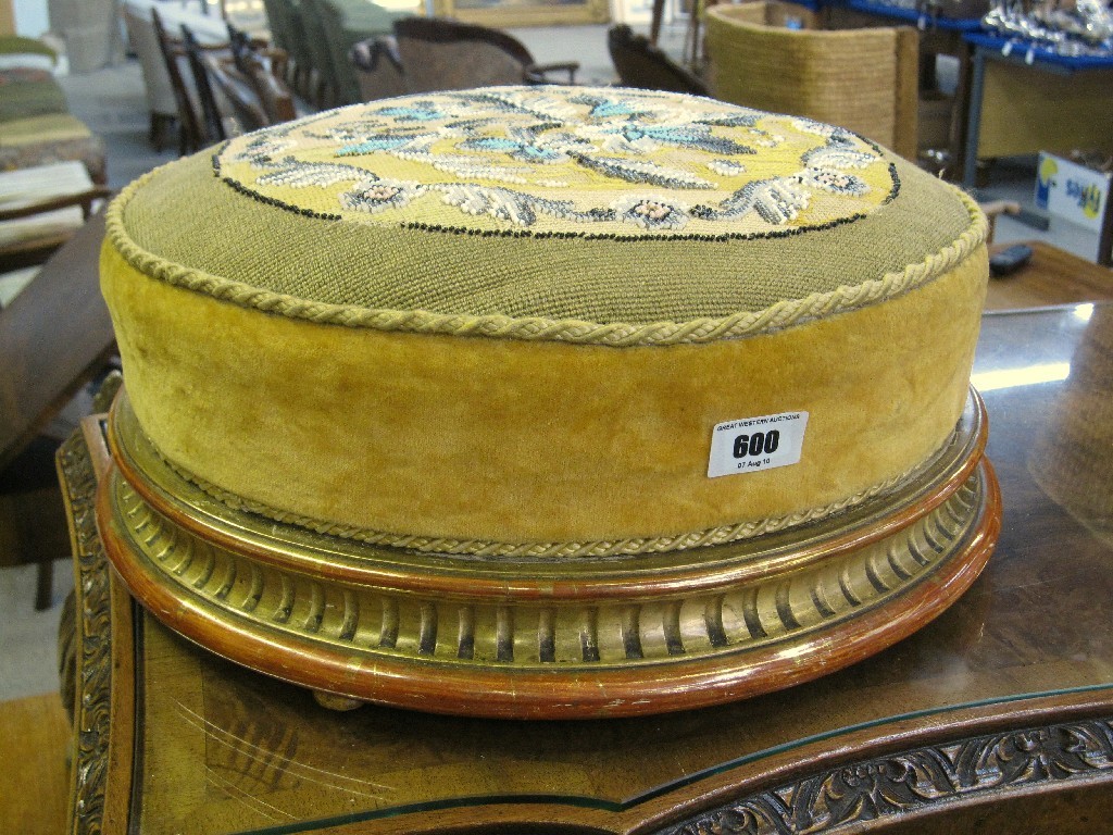 Appraisal: Beadwork and gilt decorated footstool