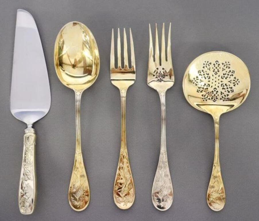 Appraisal: lot of American sterling silver gilt vermeil serving flatware Tiffany