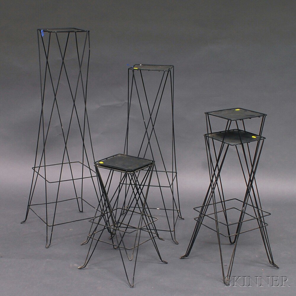 Appraisal: Six Wire Metal Stacking Stands th century ht to in