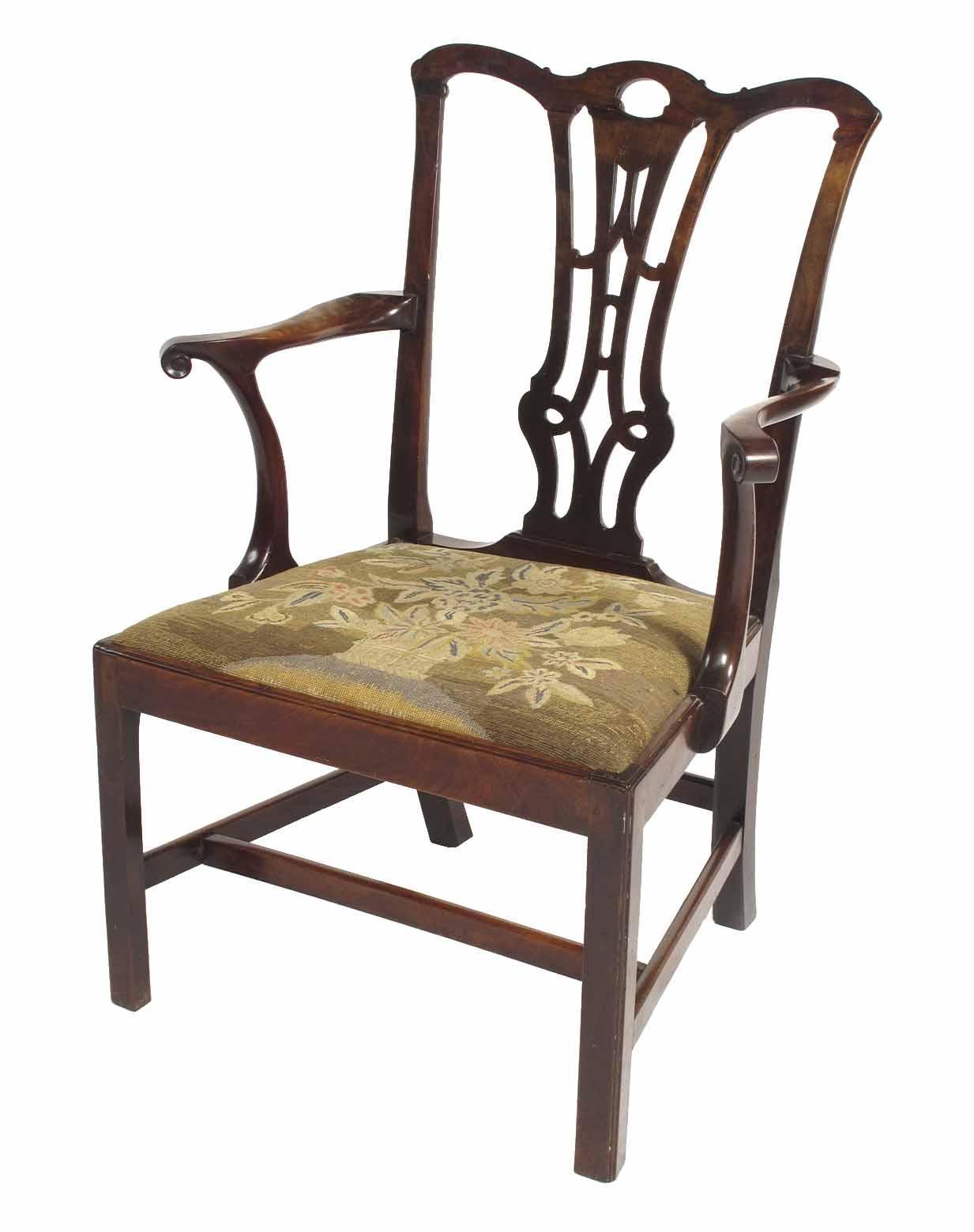 Appraisal: A George III mahogany open armchair