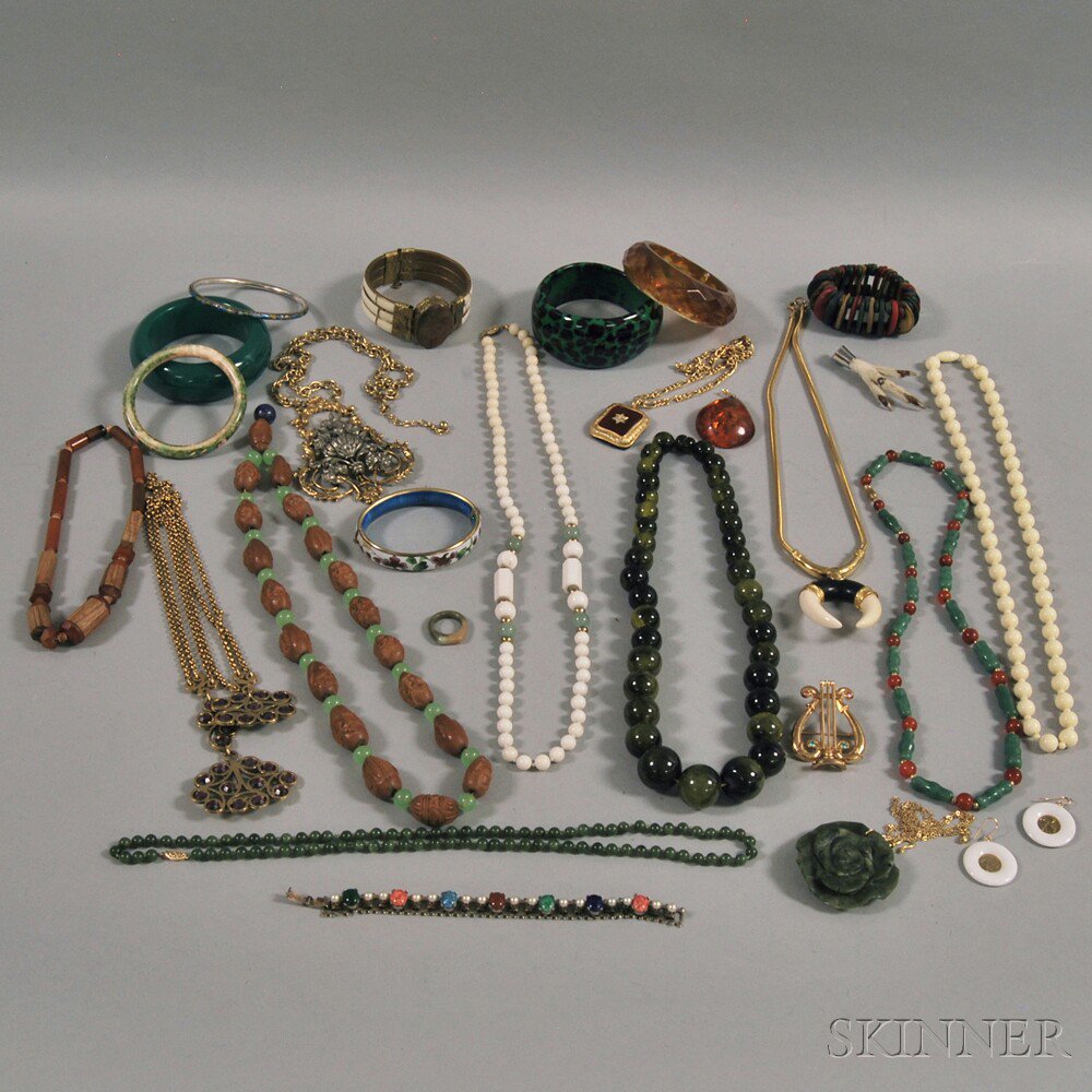 Appraisal: Group of Costume Jewelry including plastic bangles beaded necklaces hardstone