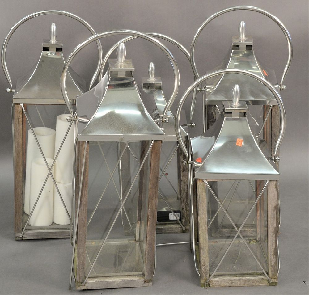 Appraisal: Five Contemporary Outdoor Lanterns all having matching finish height and