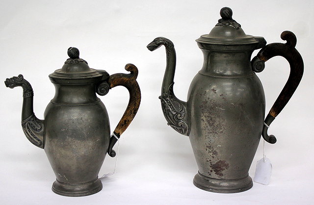 Appraisal: A TH CENTURY ENGLISH PEWTER COFFEE POT with touch marks