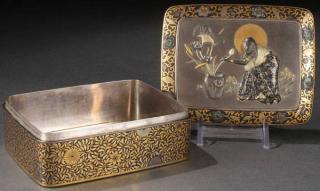 Appraisal: JAPANESE KOMAI AN EXTREMELY FINE JAPANESE INLAID IRON BOX IN