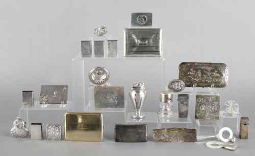 Appraisal: Decorative silver accessories to include boxes rattles compact etc